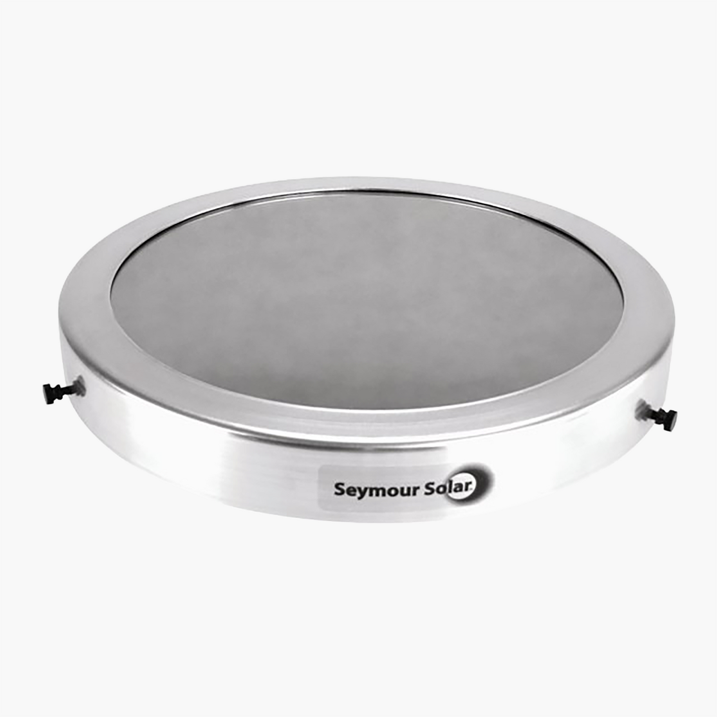 Front-mounted Helios glass ND5 solar filter with metallic-coated glass and slip-on aluminum cell.