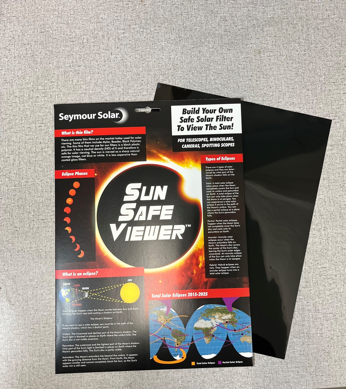 Paquete de cinco hojas de película solar Hyperion de 9" x 12"